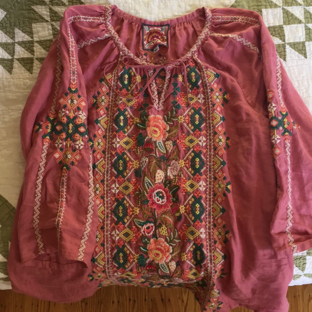Johnny Was embroidered peasant blouse